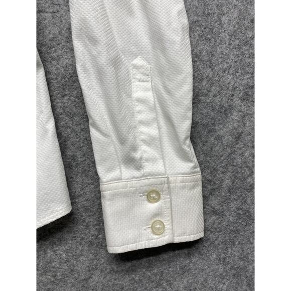 Banana Republic Shirt Womens 6 White Non-Iron Fitted Button Down Texture - Picture 8 of 14